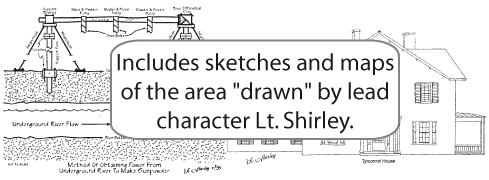 Tyrconnel sketches by character Lt. Shirley just before the civil war. Maps, sketches of houses, adn engineering sketch for hydro power source from river.